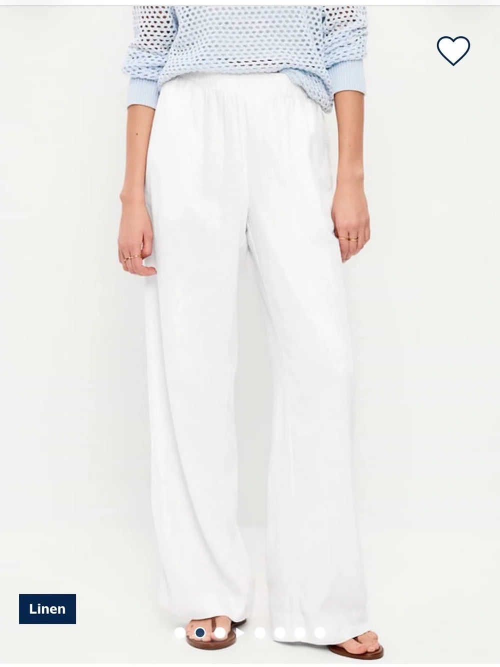 NWT Old Navy White Wide-Leg Linen Pants Petite L